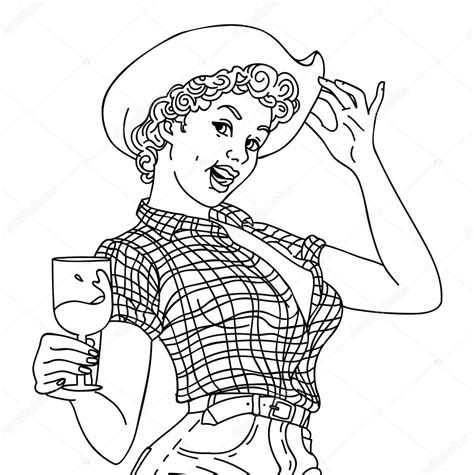 Sexy Pin Up Cow Girl — Stock Vector © Furzikava 104668372