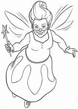 Shrek Coloring Fairy Pages Witch Wicked Godmother sketch template