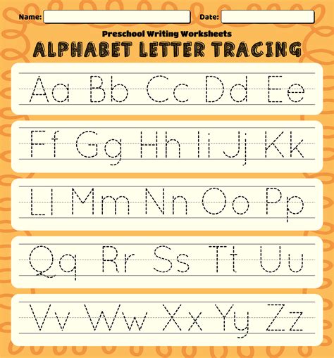 alphabet tracing worksheets  preschoolers preschool