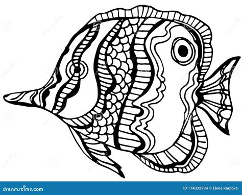 tropical fish coloring page anti stress coloring  adult
