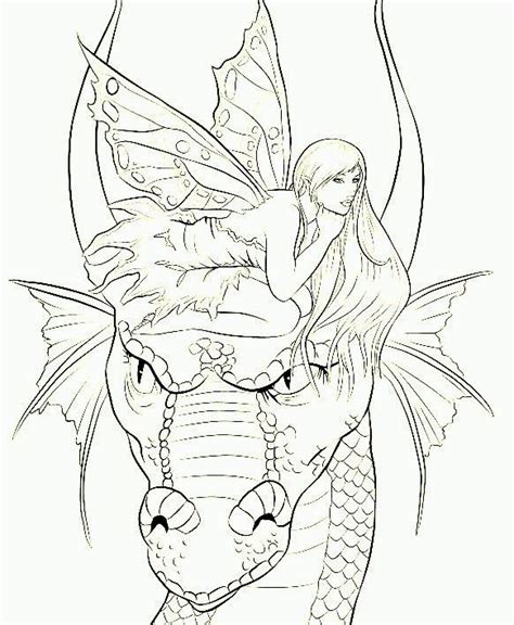 dragon coloring page fairy coloring pages  adult coloring pages