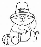 Coloring Thanksgiving Hat Pilgrim Wearing Raccoon Cat Funny Pages Cute Racoon Crazy Color Turkey Print Kids Template Clipart Netart Popular sketch template