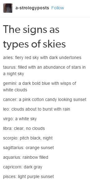 the signs as types of skies ☆☽ ησνα ☾☆ zodiac i m libra