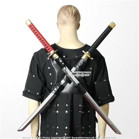 dual sword  scabbard holder harness  shoulder strap faux leather ebay
