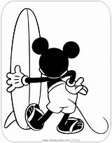 Mickey Mouse Coloring Pages Surfboard Sports Disneyclips Misc Posing His sketch template