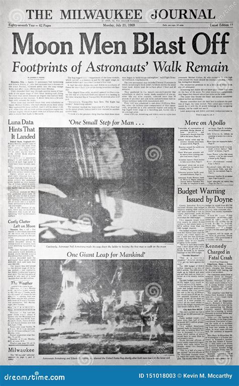 apollo  moon landing newspaper coverage editorial stock photo image