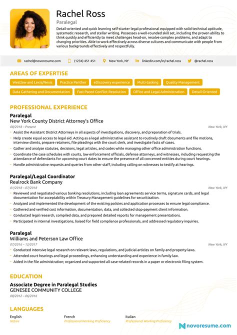 paralegal resume sample   guide