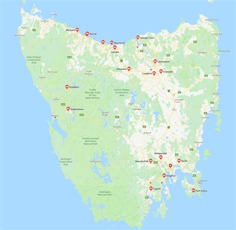 map  tasmania   places tasmania