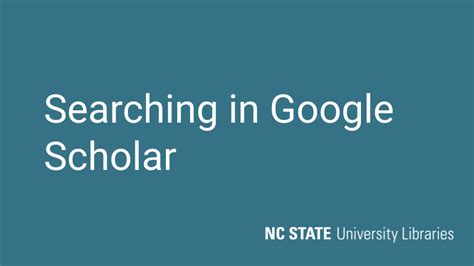 search google scholar nc state university libraries