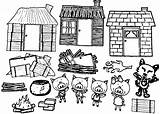Pigs Little Three Coloring Pages Colouring Houses Parts House Story Wecoloringpage sketch template