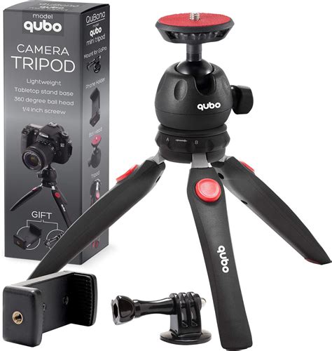 qubo mini tripod camera holder premium tabletop small phone tripod mount  gopro iphonecell