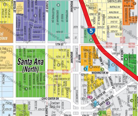santa ana map orange county ca  versions full north south