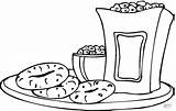 Snack Snacks Bagels Pipoca Popcorn Drawing Palomitas Printen Clipart Salgadinhos sketch template