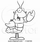 Mascot Crawdad Lobster Waving Character Coloring Vector Clipart Cartoon Thoman Cory Outlined 2021 sketch template