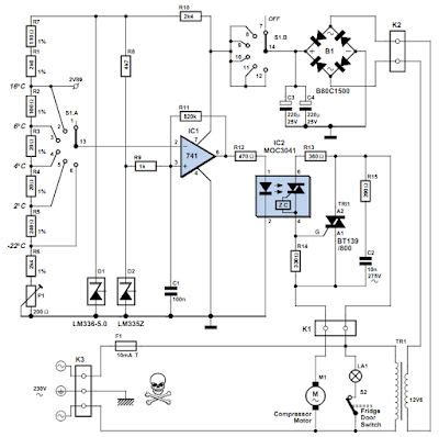 fridge thermostat circuit diagram thermostat circuit diagram electronics projects