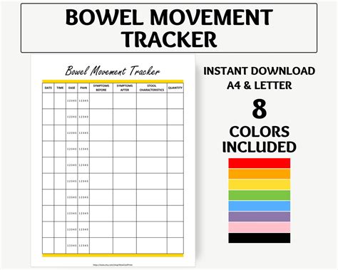 bowel movement tracker printable medical planner medical notes etsy