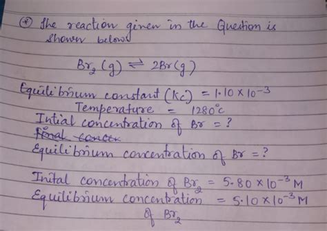 reaction brg brg  equilibrium constant kis      determine