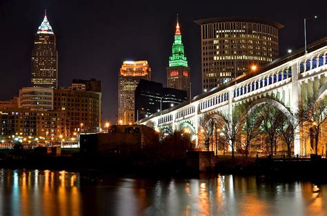 Cleveland Skyline At Night Photograph By Frozen In Time Fine Art