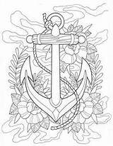 Coloring Pages Tattoo Adult Anchor Printable Nautical Print Tattoos Book Adults Color Mandala Colouring Sheets Star Anchors Kids Ausmalbilder Getcolorings sketch template