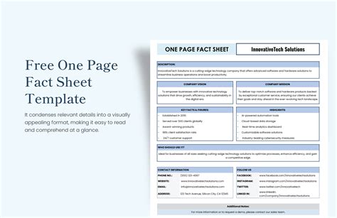 page fact sheet template  excel google sheets