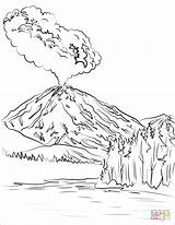 Coloring Volcano Lassen Pages Eruption Peak Printable Mountains Drawing sketch template