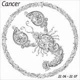 Cancer Coloring Zodiac Book Signs Pattern Tattoo Scorpio Water Line Sos Baby Rak Antistress Element Depicting Pisces Consists Colorings Adults sketch template