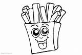 Fries Coloring French Pages Cute Food Printable Kids Color sketch template