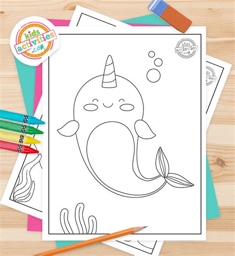 magical narwhal coloring pages kids activities blog