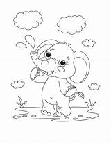 Olifant Kleurplaat Schattige Hetkinderhuis Downloaden sketch template