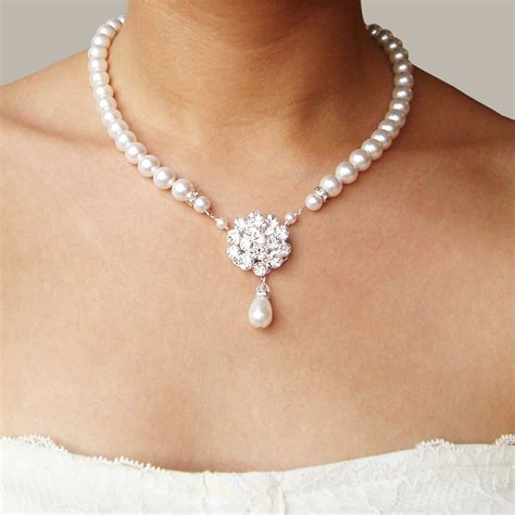 bridal pearl necklace vintage style wedding necklace  luxedeluxe