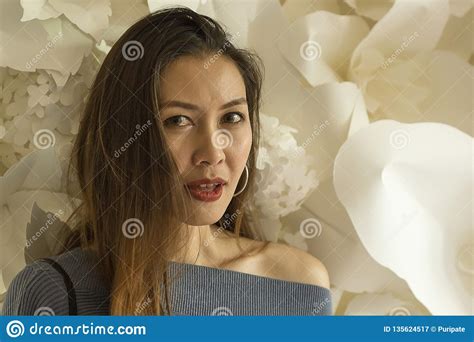 Beautiful Woman With White Flowers Stock Image Image Of Hair Beauty