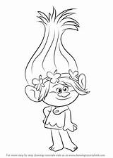 Poppy Trolls Princess Draw Troll Drawing Step Coloring Pages Drawingtutorials101 Hair Outline Drawings Color Printable Cartoon Disney Kids Learn Colouring sketch template
