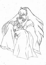 Pages Coloring Inuyasha Kagome Getcolorings sketch template