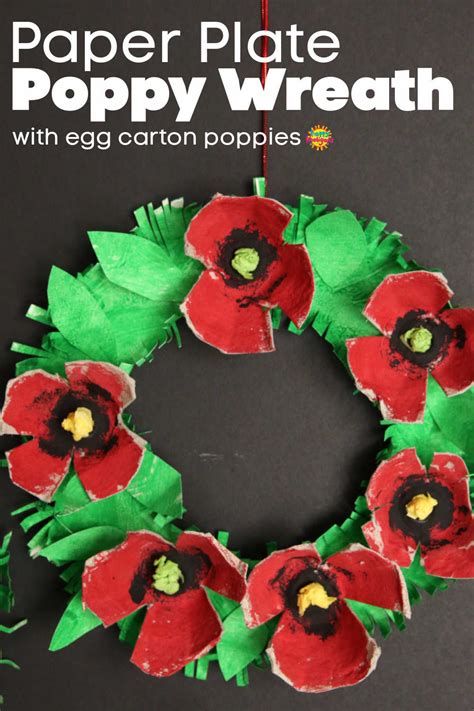 paper plate poppy wreath  egg carton poppies poppy craft poppy