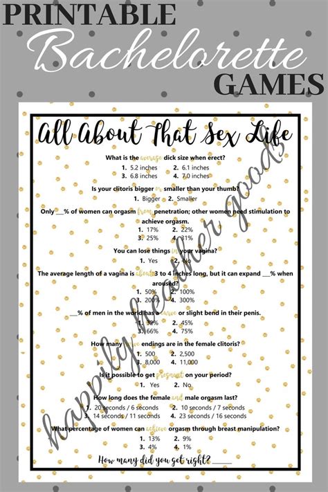 All About That Sex Life Sex Trivia Game Bachelorette Party Etsy Fun