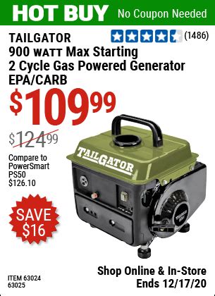 tailgator  watt max starting  cycle gas powered generator