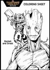 Galaxy Guardians Coloring Sheet Printable Pages Groot Marvel Print Sheets Kids Rocket Movie Raccoon sketch template