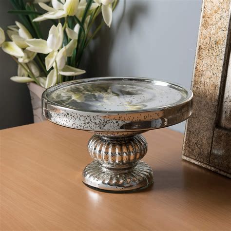 Antique Silver Glass Cake Stand With Glass Dome Dessert