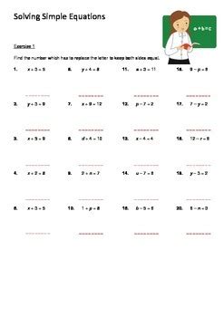 introduction  solving simple equations worksheets    cooper