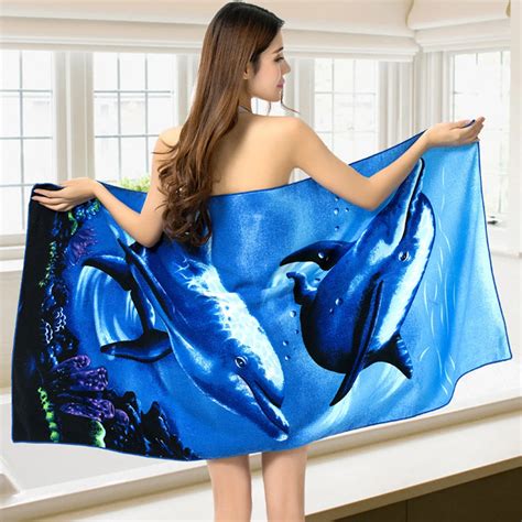 bath towel adults microfiber ocean world printed quick dry swimming beach towels women super