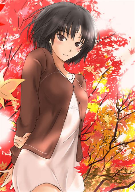 murasaki iro nanasaki ai amagami 1girl arms behind back autumn