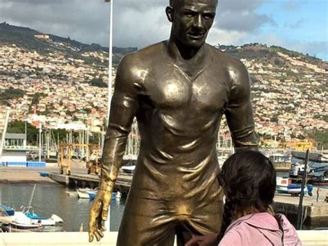 cristiano ronaldo statue fans can t keep hands off crotch