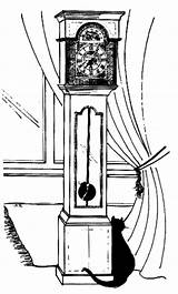Grandfather Pendulum Sitting Beside Colorluna Fretwork sketch template
