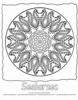 Seahorse Mandalas sketch template