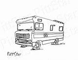 Coloring Camper Pages Motorhome Rv Drawing Winnebago Printable Happy Trailer Instant Glamper Dessin Camping Colouring Van Heart Line Etsy Color sketch template