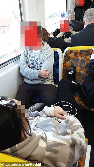 racist commuter only moves her feet from seats for white passenger