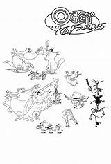 Oggy Coloring Cockroaches Pages Kids Children sketch template