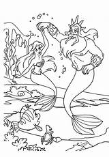 Ariel Mermaid Little Father Triton Coloring Pages Dances Bottom Sea His Pages2color Cookie Copyright sketch template