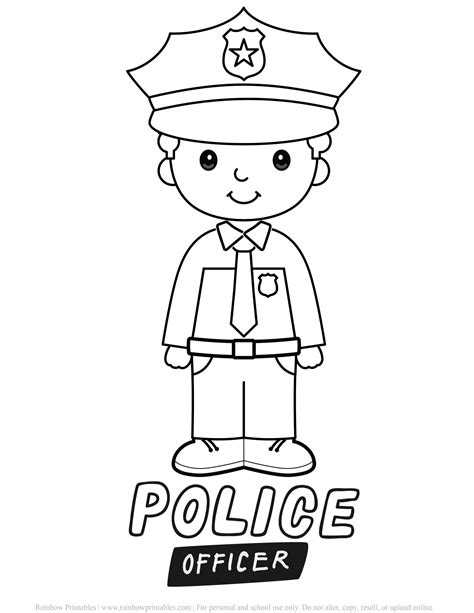 simple police officer coloring pages  kids rainbow printables