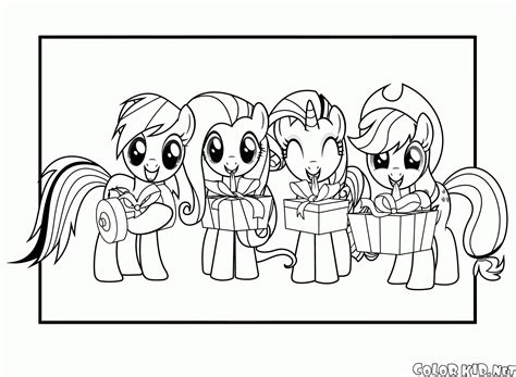 coloring page tiny ponies   group